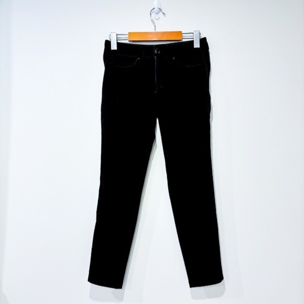 DL1961 Black Skinny Jeans Genuine Leather Side Stripe Moto Size 25